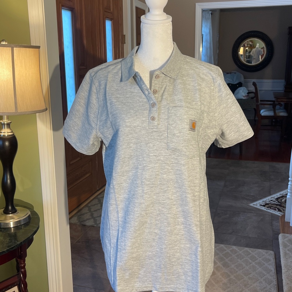 NEW 🌺 Carhartt Heather Gray Work Contractor Polo M (8-10)